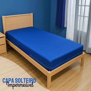 Capa impermeável para colchão de solteiro feita em bagum hospitalar Azul Royal