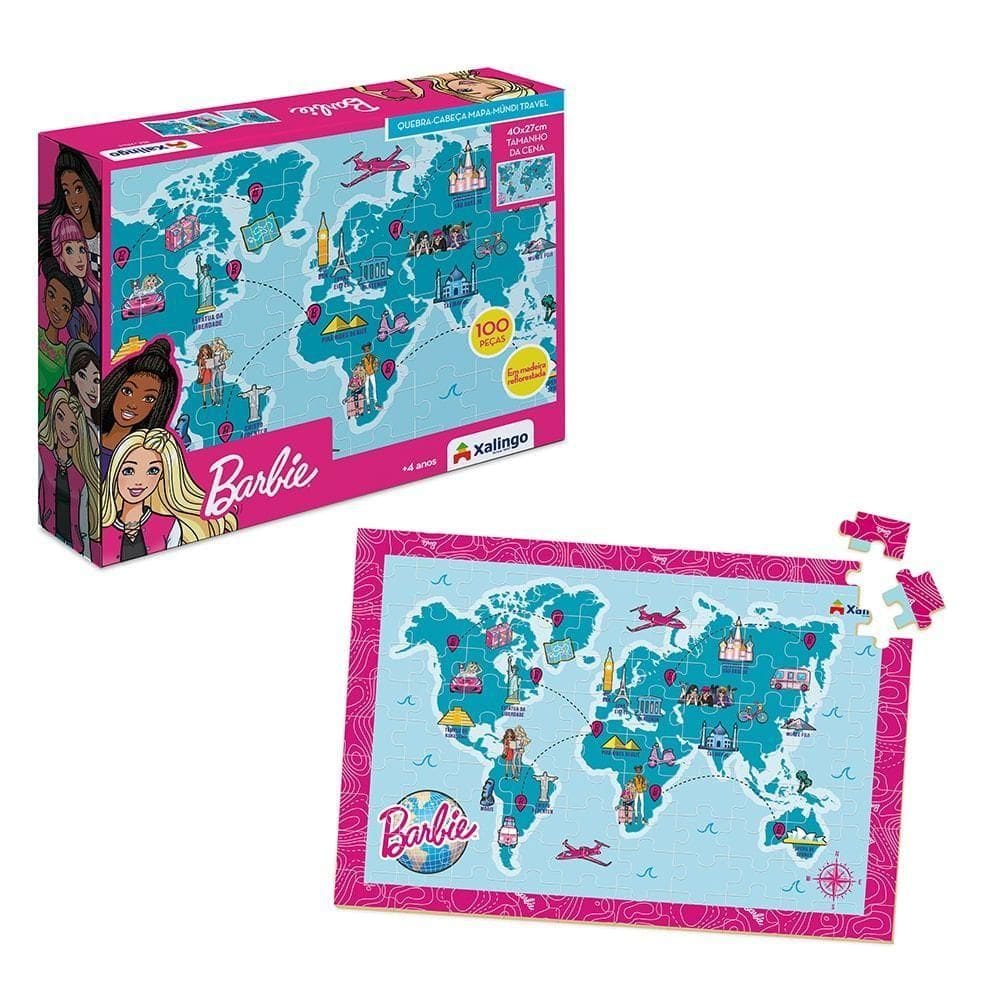 Quebra-cabeça Mapa-múndi Travel Barbie
