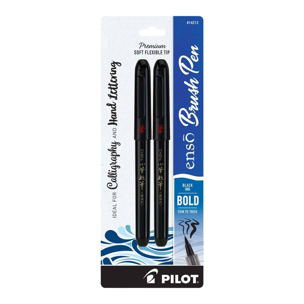 Caneta de pincel PILOT Enso Premium Soft Flexible Tip Black Ink, pacote com 2 unidades