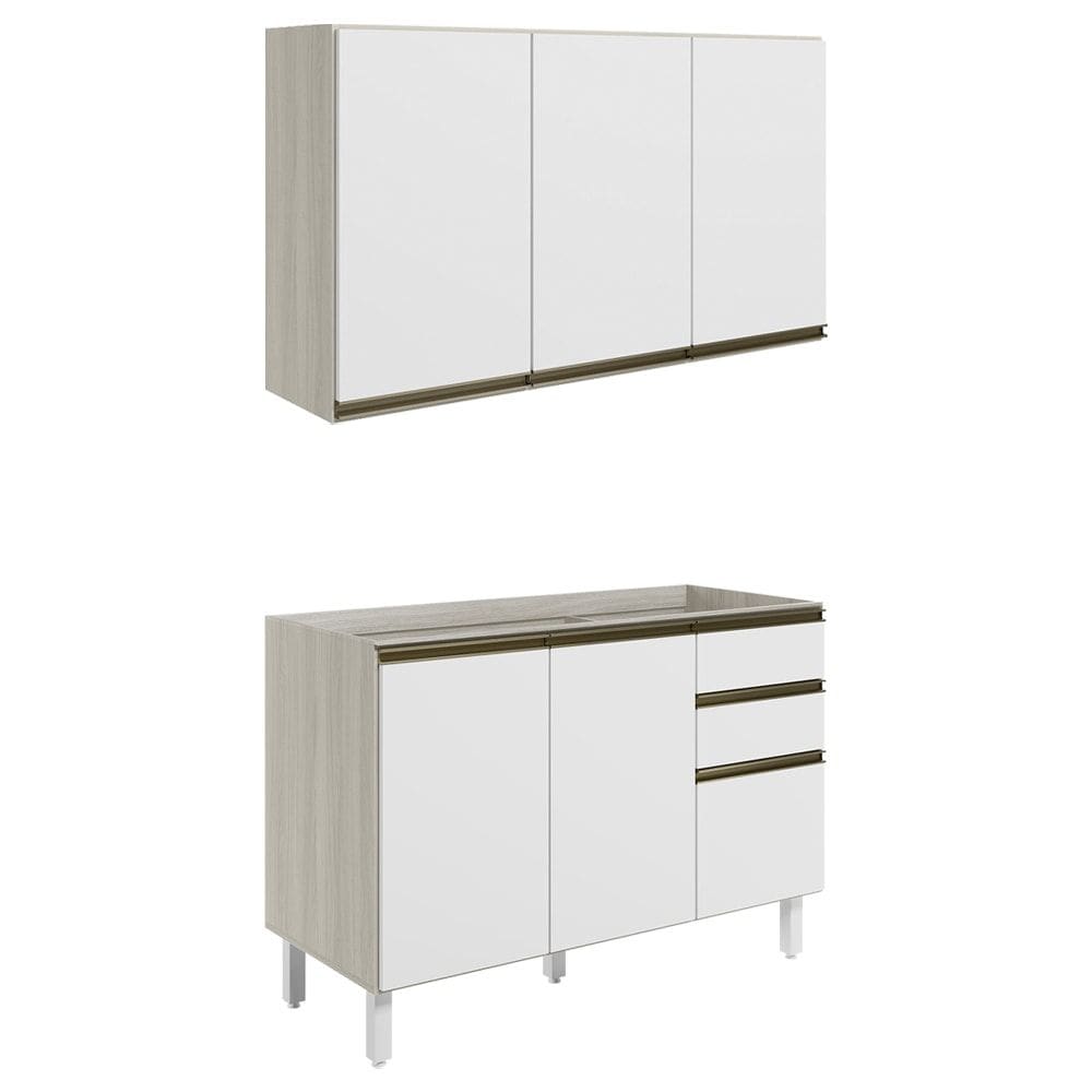 Armario Aereo Balcao Pia 120 cm MDF Kali Bianco Toq Branco Uv Nicioli