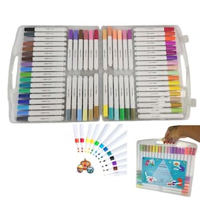 Canetinha Caneta 60 Cores Marcador Tinta Acrilica Permanente Prova dAgua Pintura Escultura Artesanato Estojo Maleta