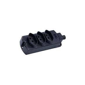 Régua com 3 Tomadas MarGirius TMU3-310 2P+T 10A Preta Bivolt