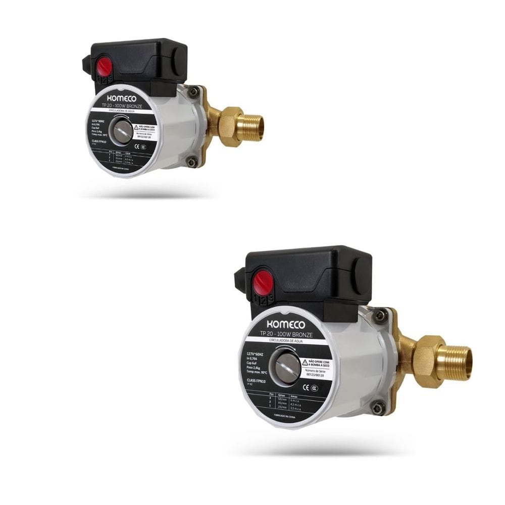 Kit 2 Mini Bombas Komeco Tp20 Pressurizadores de Água Quente Fria Bronze 127V