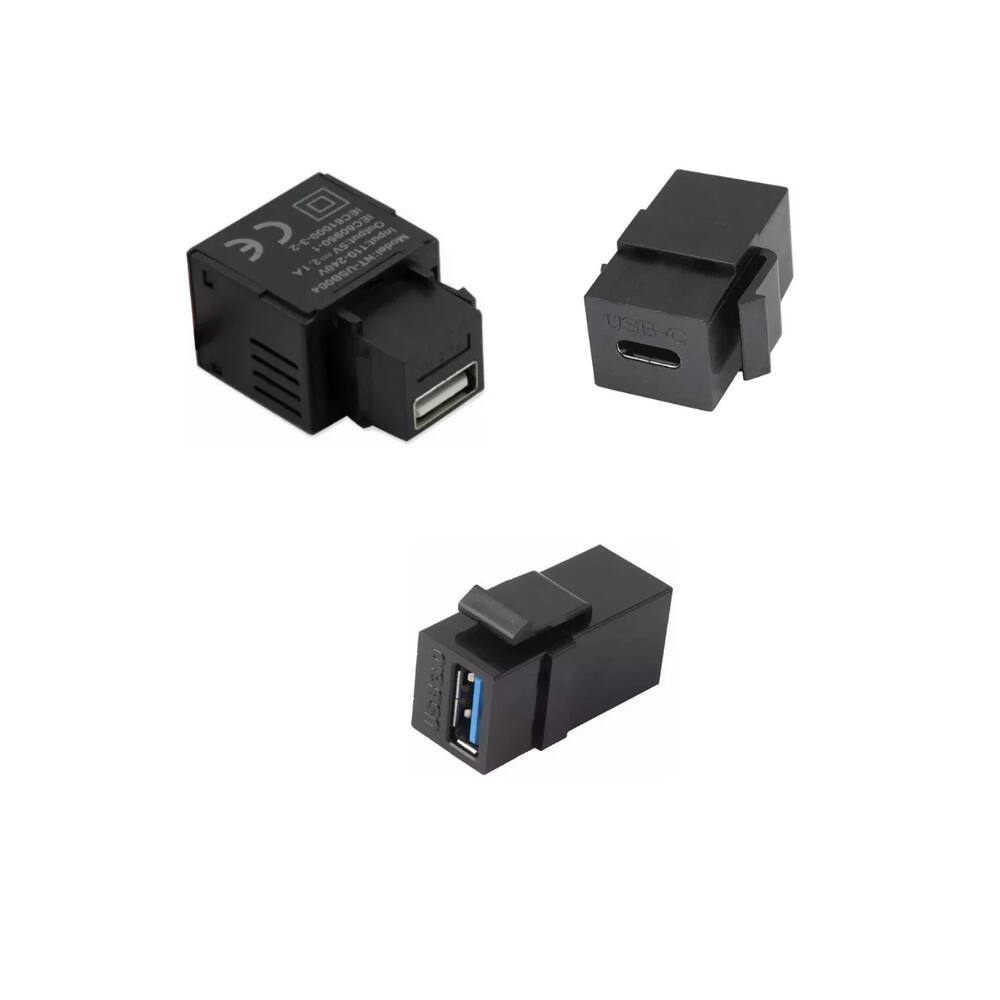 Kit Conector Tomada Keystone RJ45 CAT5 HDMI USB Transferencia Preto