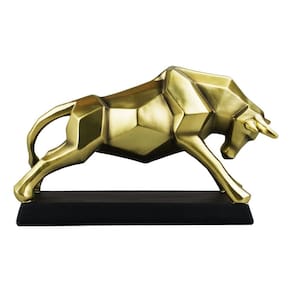 Enfeite Rack Sala Luxo Touro Dourado Geométrico - 31cm