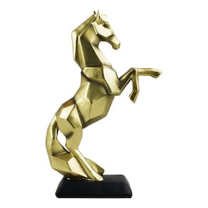 Enfeite Luxo Rack Sala Cavalo Dourado Geométrico - 33.5cm