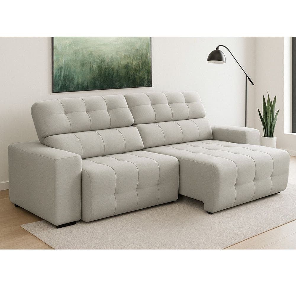 Sofá 3 Lugares Retrátil Reclinável 230cm Linho Atualle Ferguile