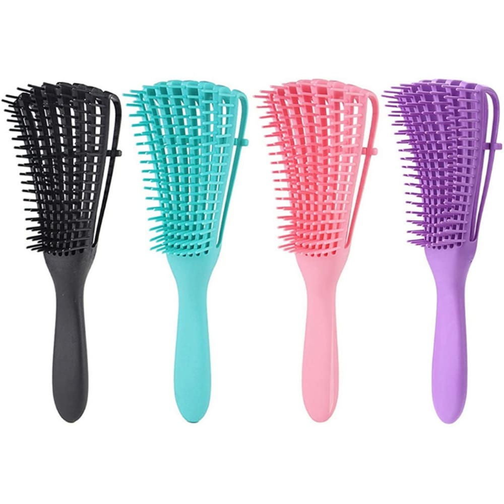 Escova Polvo Preta  Para Cabelos Cacheados Flexível 8 Pontas