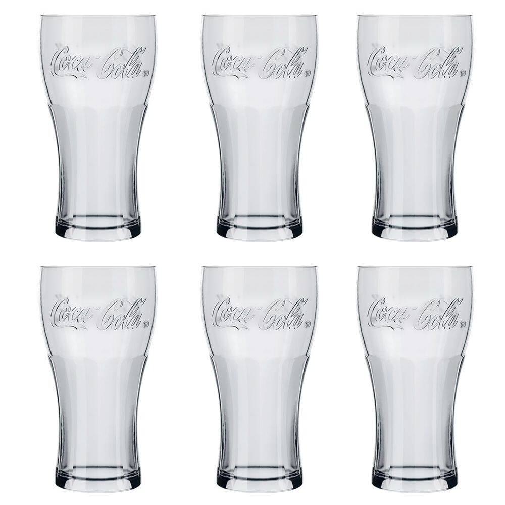 Copo Contour Coca Cola Transparente 300ml 6 Unidades - Nadir 7150