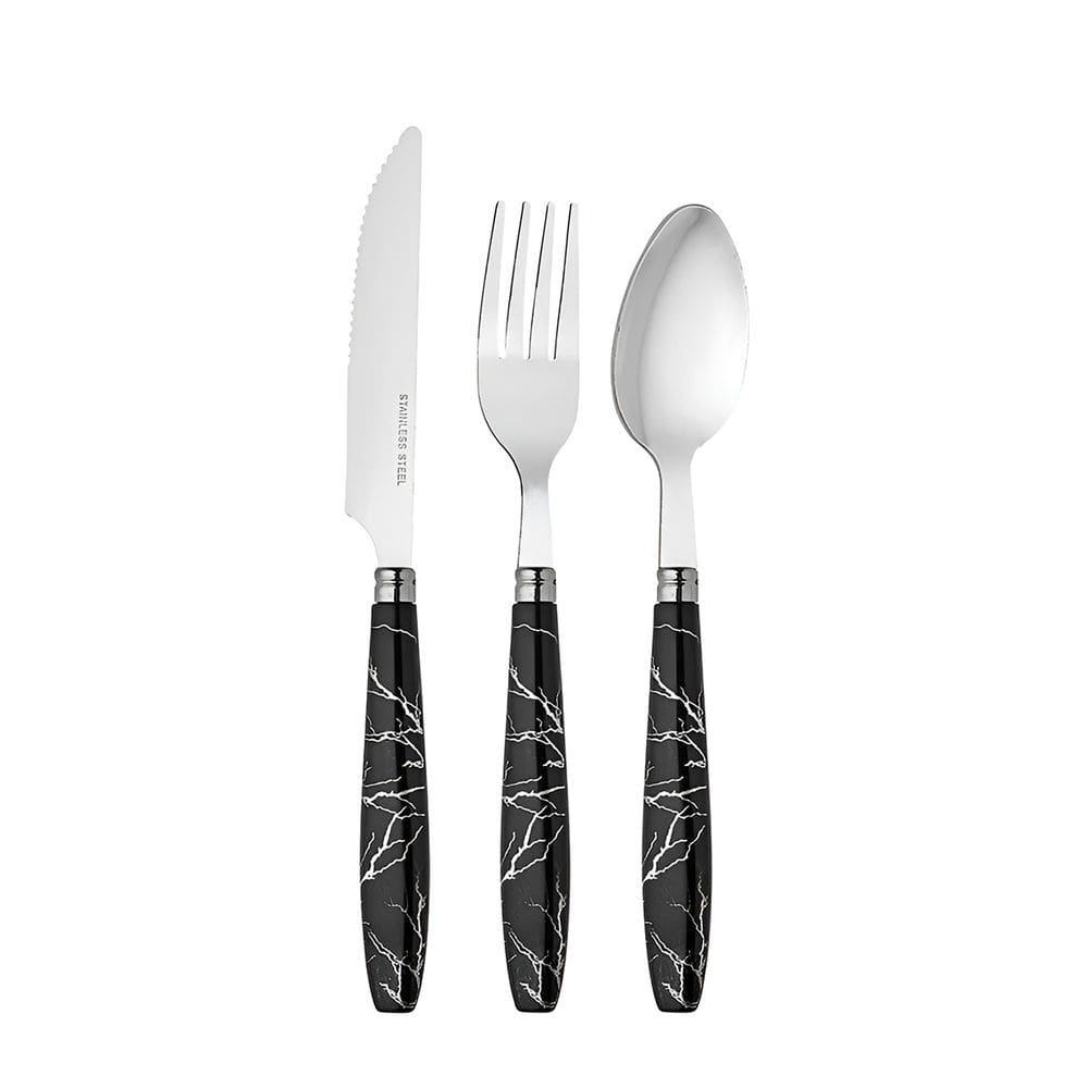 Jogo Kit de Talheres Estilo Marmorizado Utensílios Cor:Preto