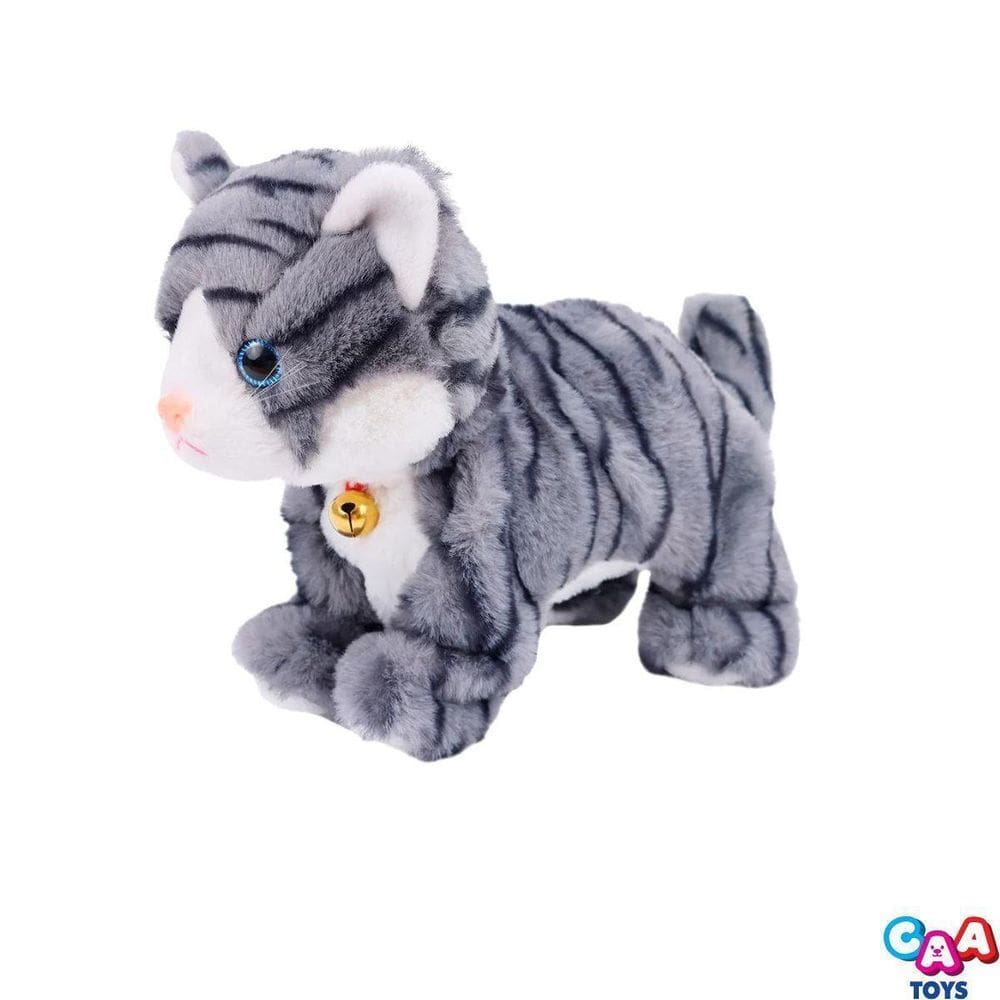 Pelúcia Mecanismo Pet Gatinho Cinza Movimentos Sons 22 Cm