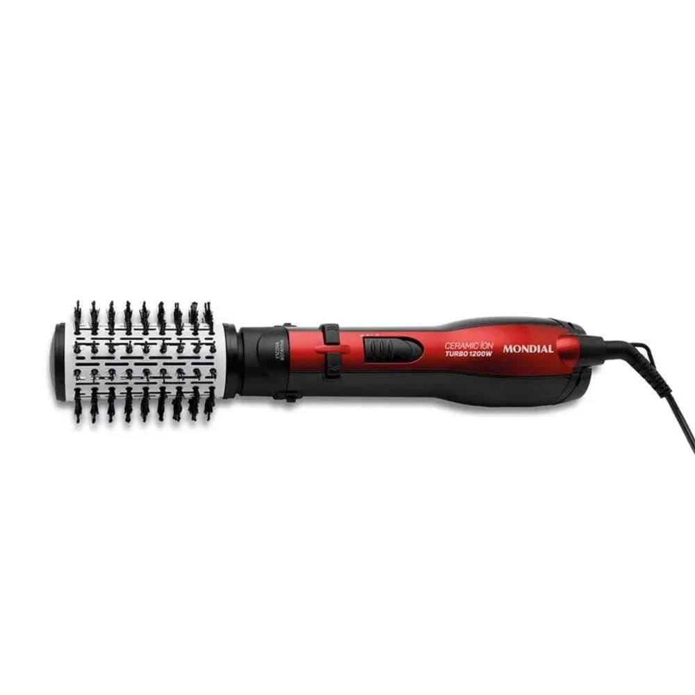 Escova Rotativa Mondial Ceramic Íon Turbo Vermelho/Preto 1200W 220V - ER-09