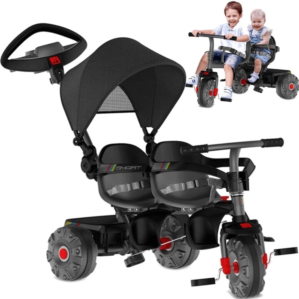 Triciclo Smart Duo Passeio E Pedal 2 Lugares Preto - Bandeirante