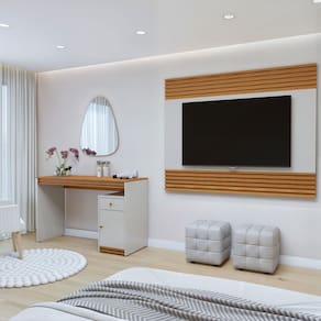 Sala de Estar Completa Madrid 1 Porta 1 Gaveta 100% Mdf Off White/Naturalle - Mavaular