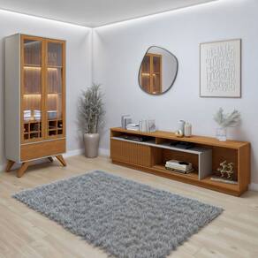 Sala de Estar Completa Granada 3 Portas 1 Gaveta 100% Mdf Naturalle/Off White - Mavaular