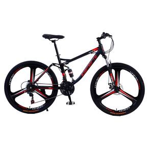 Bicicleta Aro 26 Terra Viva 21 Marchas Aço Carbono Bike Roda Liga Magnésio Preta Vermelha WCT Fitness