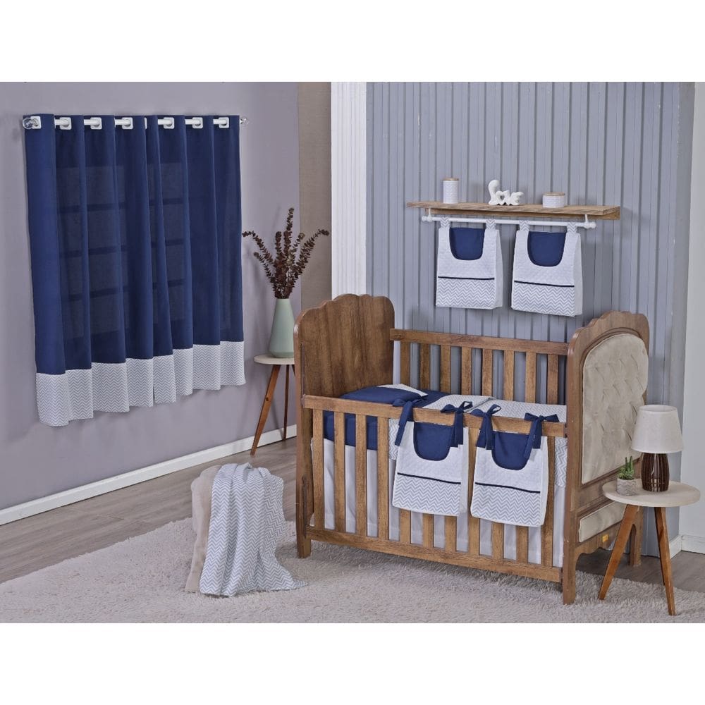 Enxoval de Bebe Kit de Berço Americano Cortina Algodão Menino Menina 9 Peças
