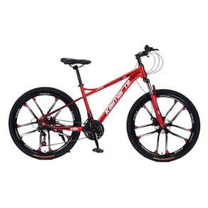 Bicicleta Aro 26 Alumínio Bike 21 Vel Marchas Freio a Disco Quadro Aço Carbono Cor Vermelho WCT FITNESS