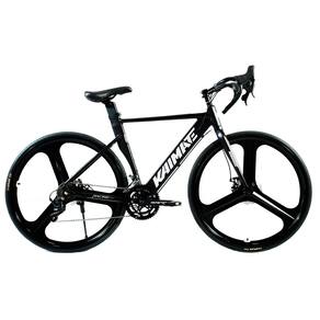 Bicicleta Speed Aro 700 Bike 16V AeroEdge Roda Liga de Alumínio Magnésio Freio a Disco Quadro Alumínio Resistente Leve Cor Preto - WCT FITNESS