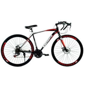 Bicicleta Speed Sprint Aro 700 Bike 21 Vel Marchas Freio a Disco Quadro Aço Carbono Leve Resistente Cor Preto/Vermelho - WCT FITNESS