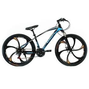 Bicicleta Aro 26 Roda Liga Magnésio Bike 21 Vel Marchas Freio a Disco VorteX Quadro Aço Carbono Leve Resistente Cor Preto/Azul - WCT FITNESS