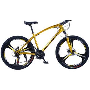 Bicicleta Aro 26 Aço Carbono Bike 21V Roda Magnésio Leopard Dourada WCT Fitness