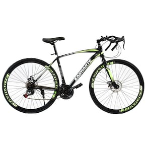 Bicicleta Speed Sprint Aro 700 Bike 21 Vel Marchas Freio a Disco Quadro Aço Carbono Leve Resistente Cor Preto/Verde - WCT FITNESS