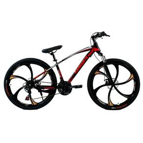 Bicicleta Aro 26 Roda Liga Magnésio Bike 21 Vel Marchas Freio a Disco VorteX Quadro Aço Carbono Leve Resistente Cor Preto/Vermelho - WCT FITNESS