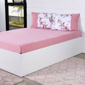 Jogo de Cama Casal 3 Pçs Malha Premium 145g/m² 100% Algodão 138x188x30cm