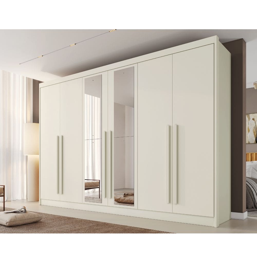 Guarda Roupa Casal com Espelho 6 Portas em MDF Alba Plus
