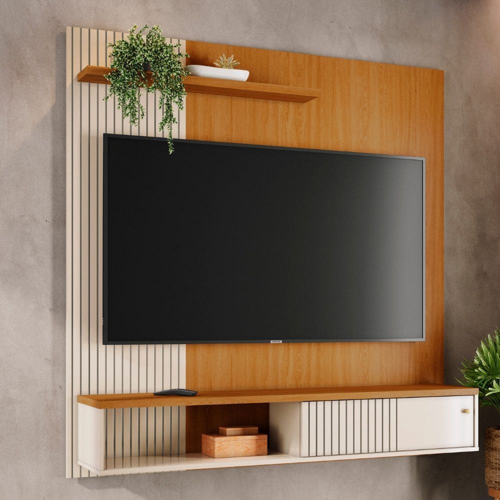 Painel Frisado para TV até 65 Polegadas 1 Porta Aurora Madetec