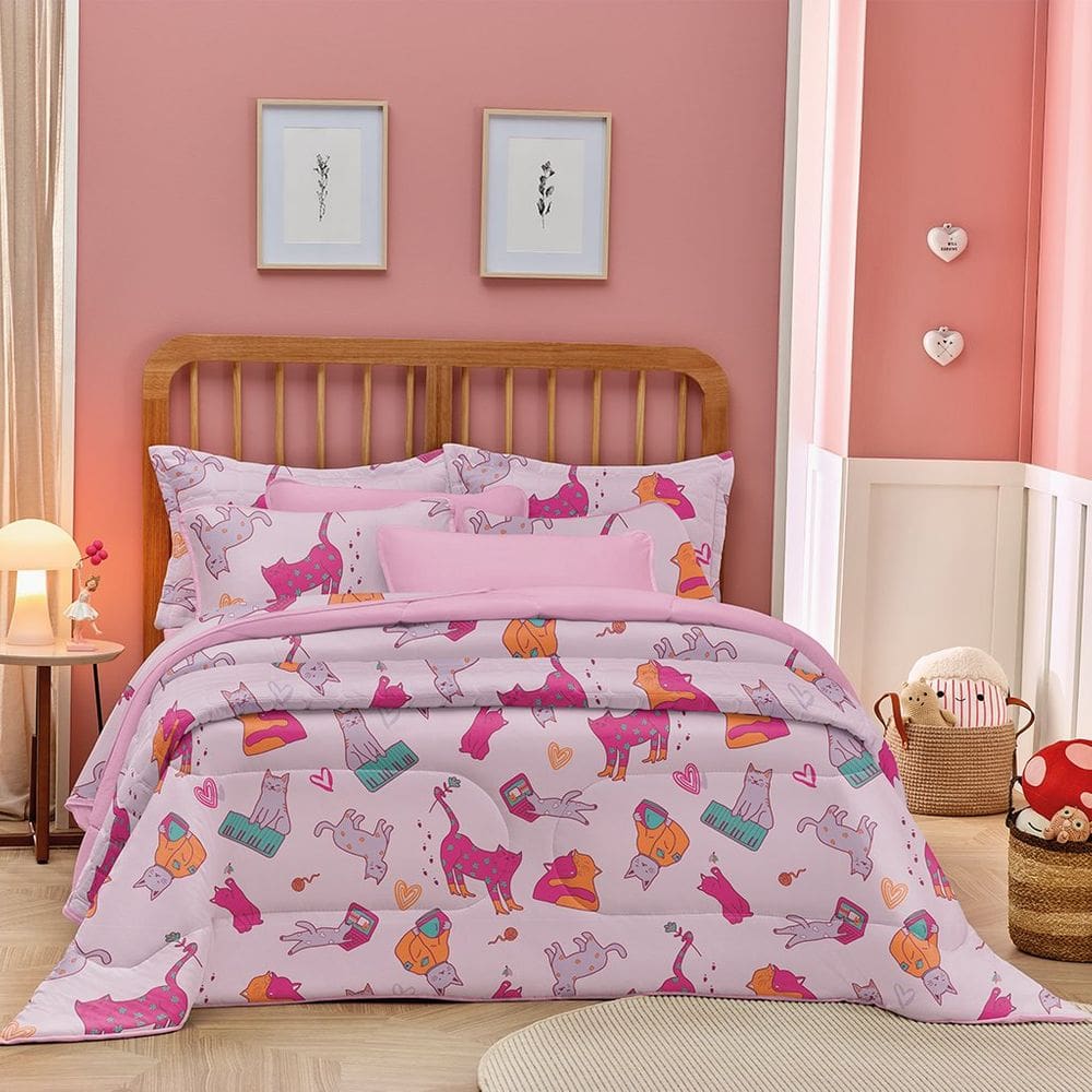 Jogo de Cama Casal Atlantix 3 Pçs 138x188x30 100% Algodão