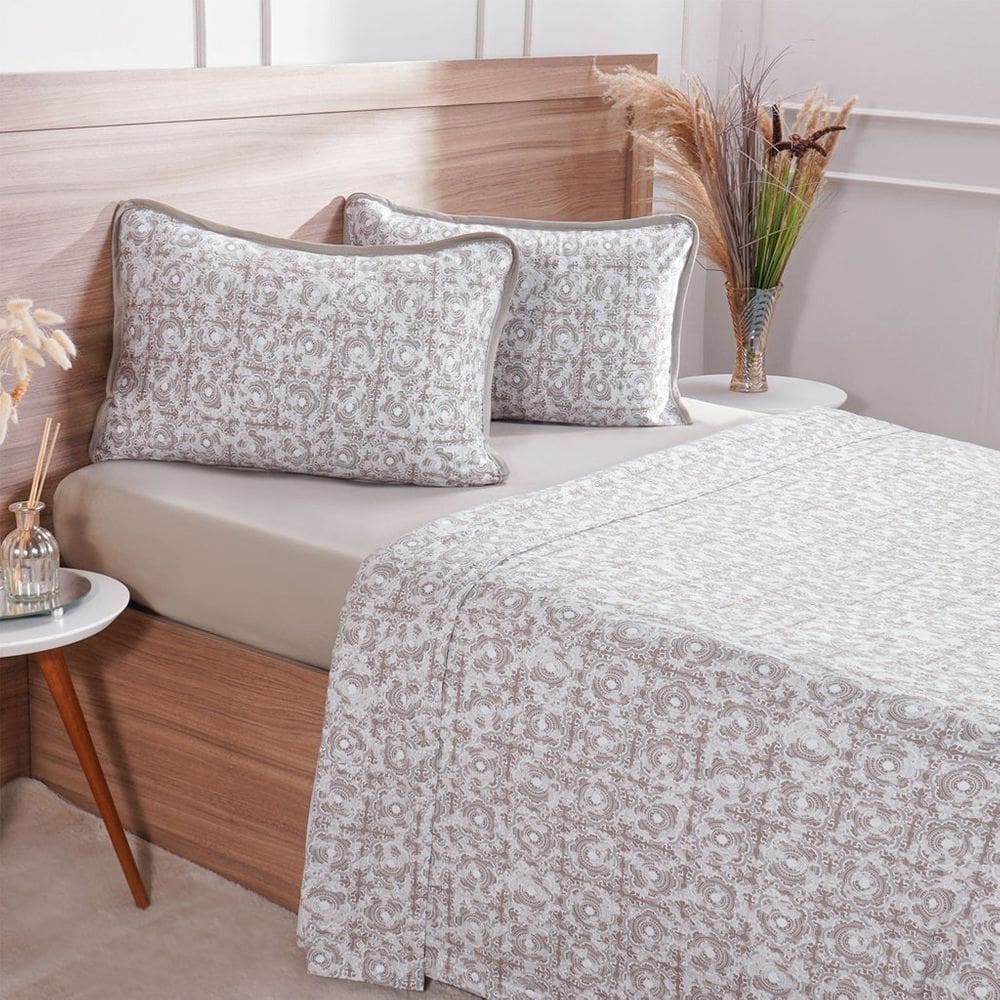 Jogo de Cama Queen 4 Pçs Malha Premium 145g/m² 100% Algodão 158x198x35cm