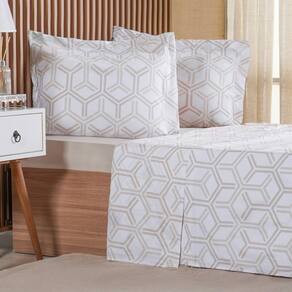 Jogo de Cama Casal 4 Pçs 200 Fios 100% Algodão 140x190x35cm