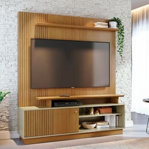 Estante Home Frisado para TV até 65 Polegadas 1 Porta de Correr Ares Madetec
