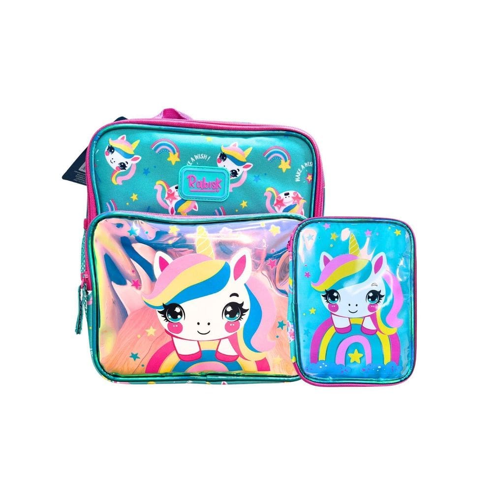 Kit Escolar Lancheira + Estojo Box Rabisk Unicornio - Verde