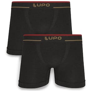 Kit 2 Cuecas Boxer Lupo Microfibra Sem Costura - Preto e Vinho