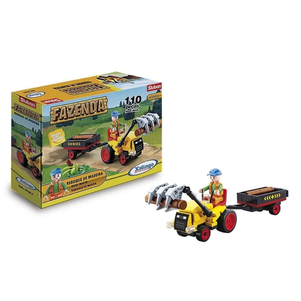 Blocos de Montar Fazenda Reboque de Madeira 110pç