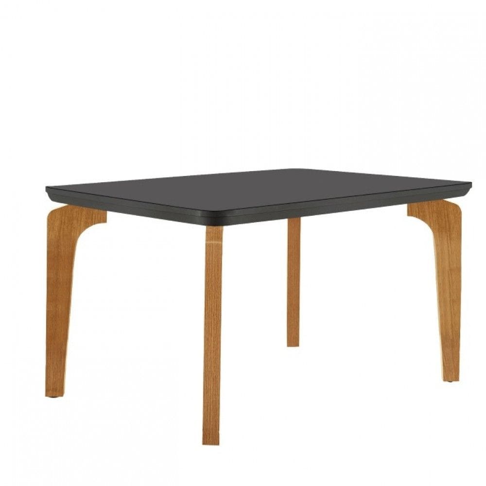 Mesa Sala de Jantar Liz 120cm Em MDF e Vidro Canto Copo