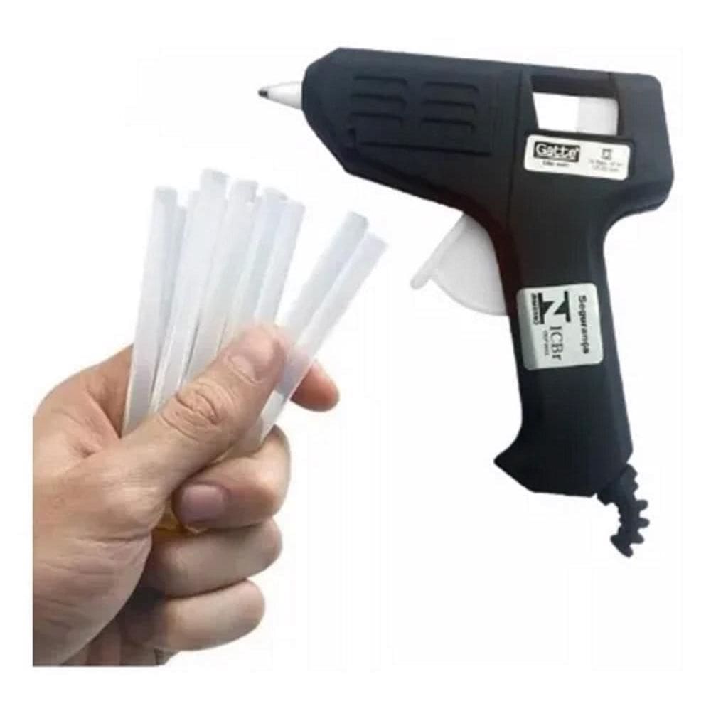 Aplicador Pist0la De Cola Quente Bivolt 10w + 10 Bastões De Cola