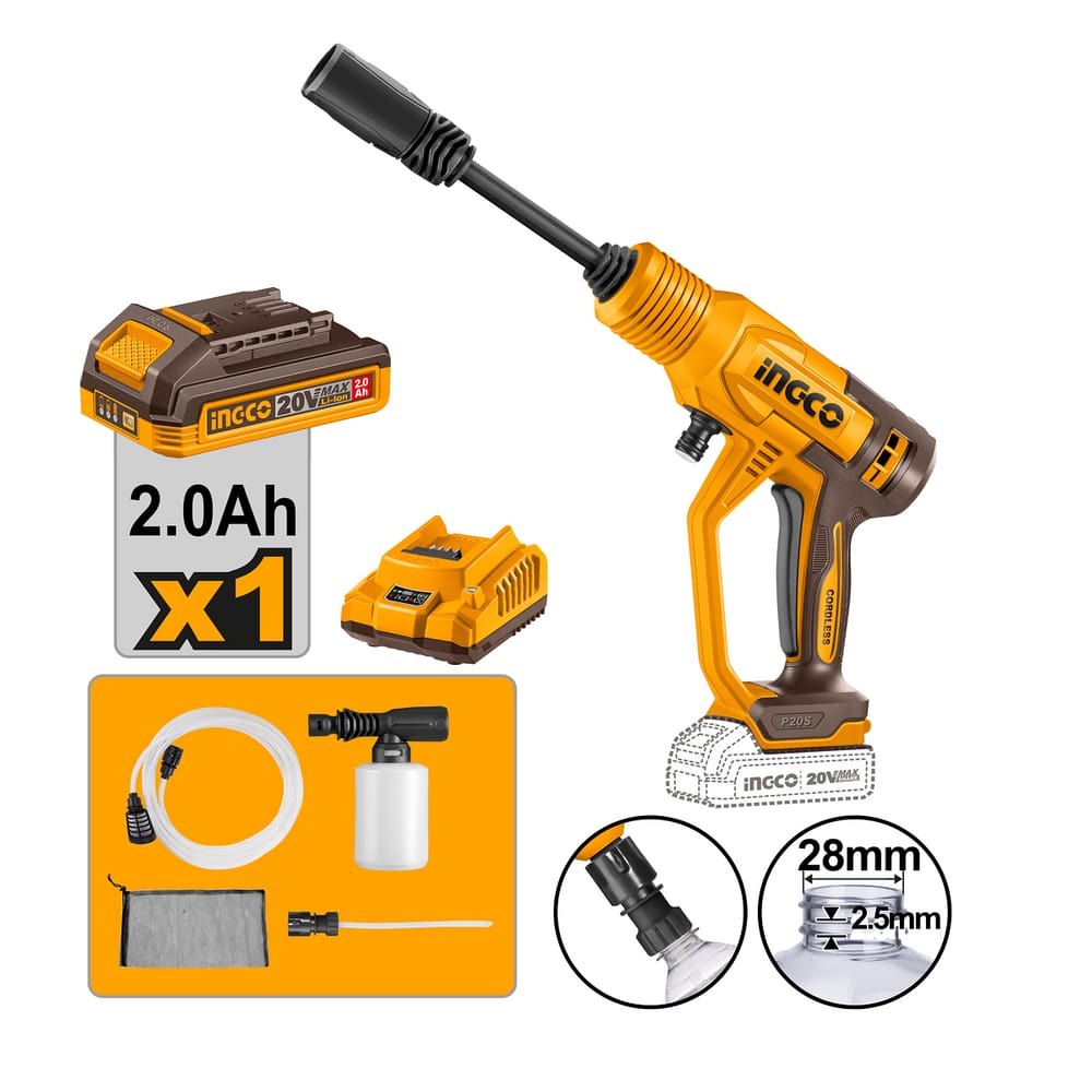 Lavadora Jato De Alta Pressão C/ Bateria 20v Carregador Bivolt e Acessórios