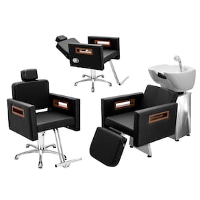 Kit Salão de Beleza 1 Cadeira Fixa + 1 Reclinável Estrela + 1 Lavatório C/Ap Base Inox Tunísia