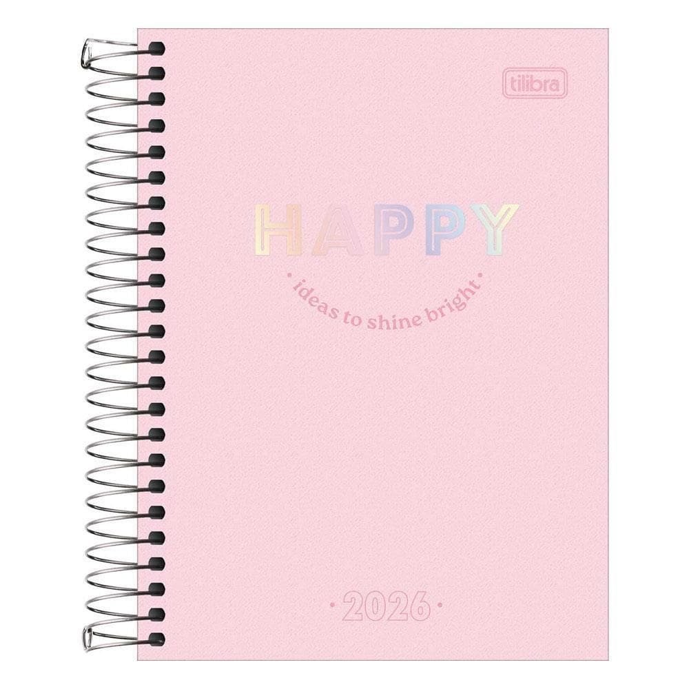 Agenda Diária 2026 Espiral M4 176Fls Happy Rosa Tilibra