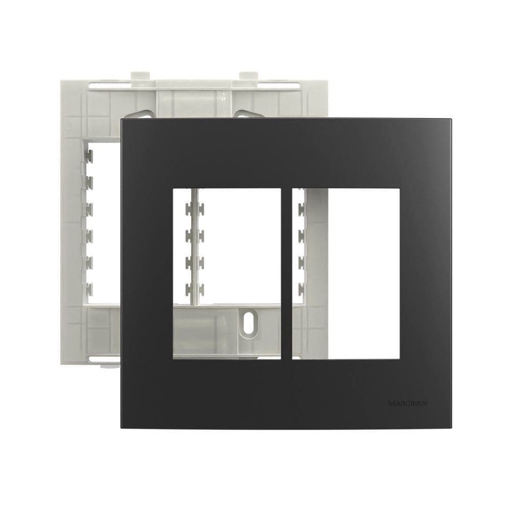 Placa com Suporte MarGirius Sleek Colors 4x4 para 6 Módulos Horizontais Grafite