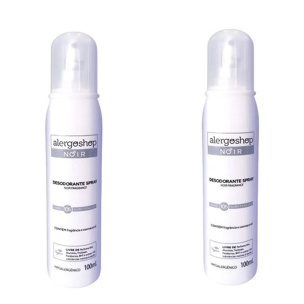 KIT 2 Desodorantes Spray Masculino Noir Hipoalergênico Alergoshop 80ml