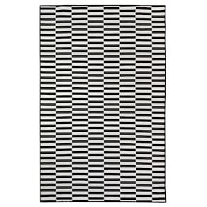 Tapete Sala Decorativo 100X150 Cm Geometrico Listrado Preto