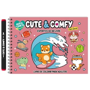 Cute & Comfy Super Special - Livro de Colorir Adulto - Esportes ao Ar Livre - Acompanha 1 Caneta
