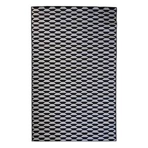 Tapete Sala Decorativo 100X150 Cm Geometrico Colmeia Preto