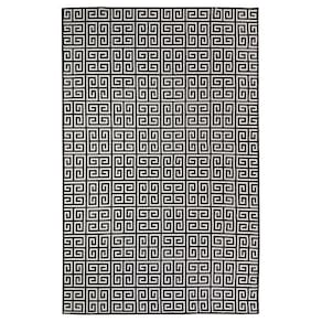 Tapete Sala Decorativo 100X150 Cm Geometrico Grego Preto