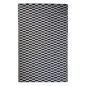 Tapete Sala Decorativo 100X150 Cm Geometrico Colmeia Preto